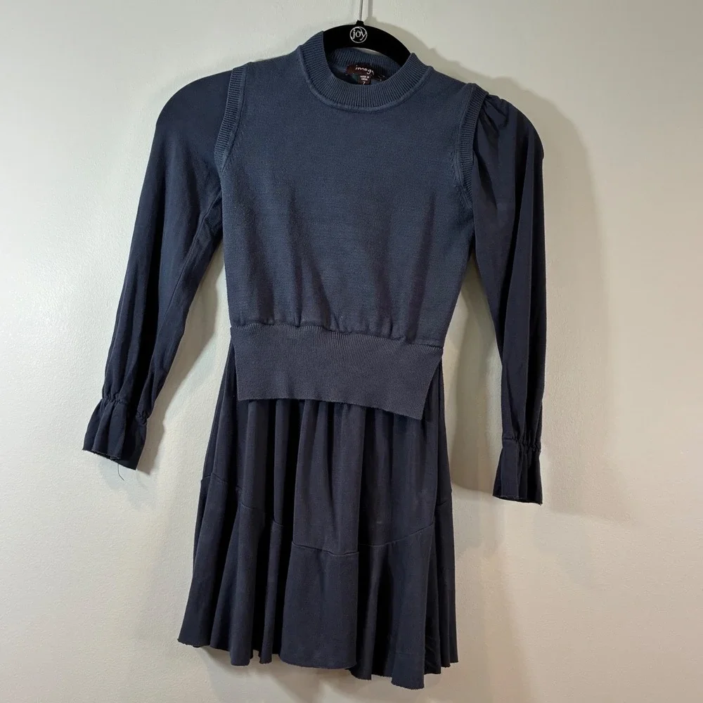 Imoga Trina FW22 Navy Knit Dress Long Sleeve Tiered Skirt Casual Girls Size 7